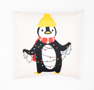 Cute Penguin Printed Holiday Cushion (4 Pack)